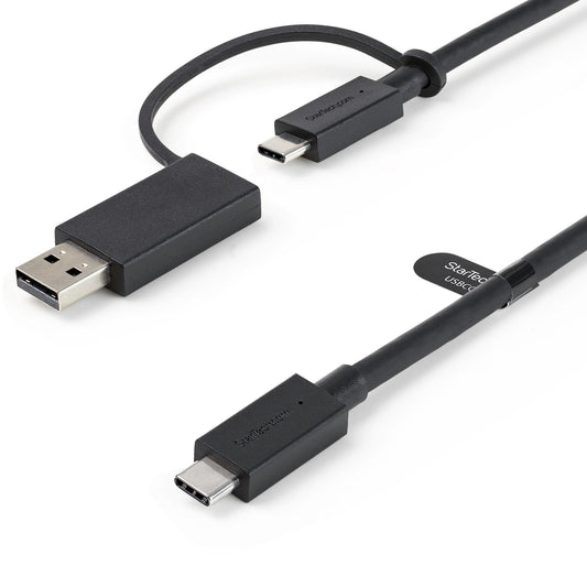 StarTech3ft (1m) USB-C Cable with USB-A Adapter Dongle - Hybrid 2-in-1 USB C Cable w/ USB-A - USB-C to USB-C (10Gbps/100W PD), USB-A to USB-C (5Gbps) - Ideal for Hybrid Docking Station