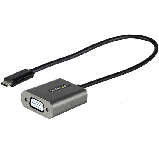 StarTech USB C to VGA Adapter - 1080p USB Type-C to VGA Adapter Dongle - USB-C (DP Alt Mode) to VGA Monitor/Display Video Converter - Thunderbolt 3 Compatible - 12" Long Attached Cable - Upgraded Version of CDP2VGA
