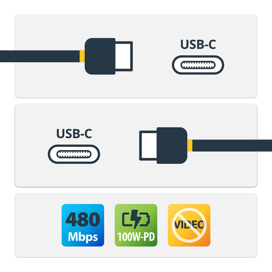 StarTechUSB-C to USB-C Cable w/ 5A PD - M/M - White - 2 m (6 ft.) - USB 2.0 - USB-IF Certified