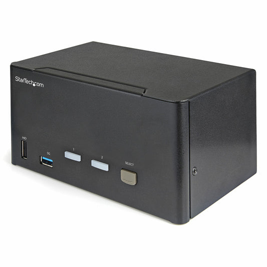StarTech 2 Port Triple Monitor DisplayPort KVM Switch - 4K 60Hz UHD HDR - Desktop DP 1.2 KVM with 2 Port USB 3.0 Hub (5Gbps) & 4x USB 2.0 HID Ports, Audio - Hotkey Switching - TAA