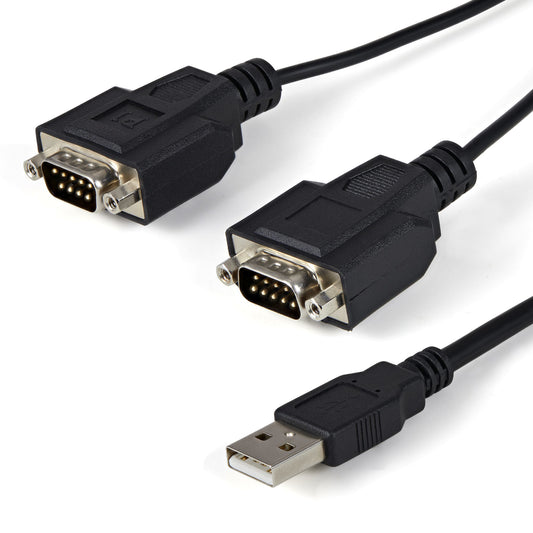 StarTech 6ft (1.8m) 2-Port FTDI USB to Serial RS232 Adapter Cable with COM Retention, USB to RS232 Adapter - TAA