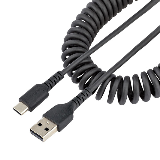 StarTech 20in (50cm) USB A to C Charging Cable, Coiled Heavy Duty Fast Charge & Sync, High Quality USB 2.0 A to USB Type-C Cable, Rugged Aramid Fiber, Durable Male to Male USB Cable