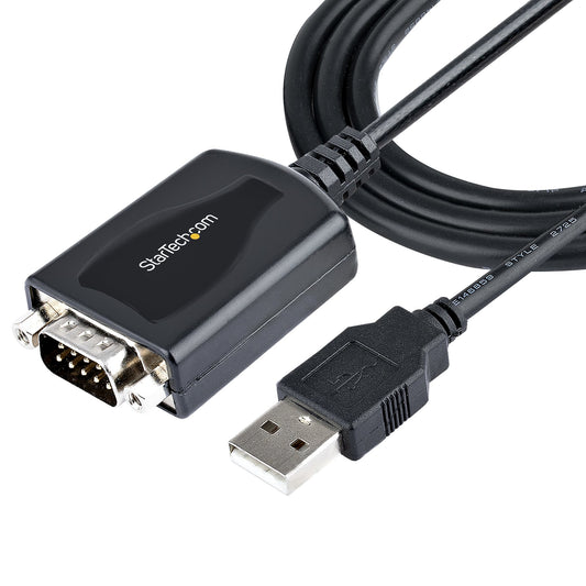 StarTech 3ft (1m) USB to Serial Cable with COM Port Retention, DB9 Male RS232 to USB Converter, USB to Serial Adapter for PLC/Printer/Scanner, Prolific Chipset, Windows/Mac