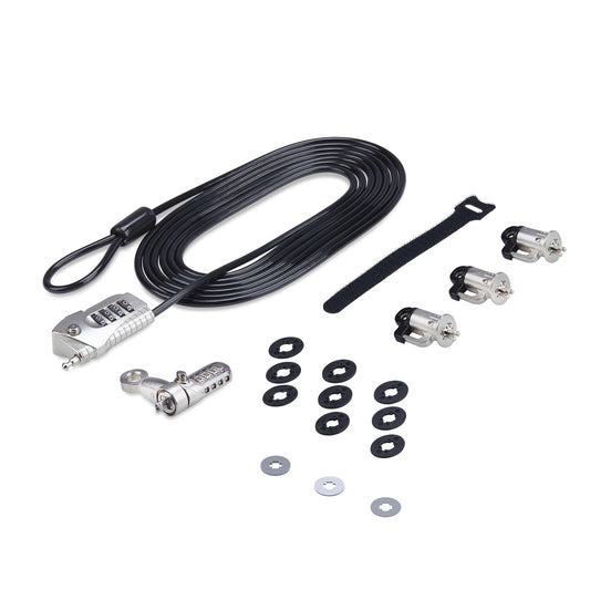 StarTechLaptop/Desktop & Peripheral Lock Kit, Theft-Deterring Security Lock, K-Slot, 9.8ft (3m) Steel Cable, 3x Devices, User-Resettable 4-Digit Lock - TAA