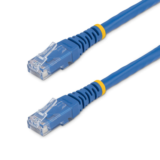 StarTech1ft CAT6 Ethernet Cable - Blue CAT 6 Gigabit Ethernet Wire -650MHz 100W PoE RJ45 UTP Molded Network/Patch Cord w/Strain Relief/Fluke Tested/Wiring is UL Certified/TIA