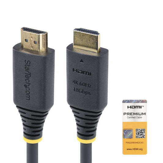 StarTech3m (10ft) Premium Certified High Speed HDMI Cable, 4K 60Hz/1440p 144Hz, HDR10/HDCP 2.2/ARC, 18Gbps, UHD HDMI 2.0 Cord for TV/Monitor/Display, TPE Jacket