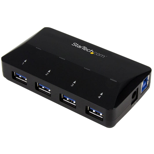 StarTech 4-Port USB 3.0 Hub plus Dedicated Charging Port - 1 x 2.4A Port~4-Port USB 3.0 Hub (5Gbps) plus Dedicated Charging Port - 1 x 2.4A Port