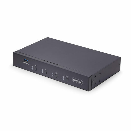 StarTech4-Port KM Switch with Mouse Switching, USB Switch for Keyboard/Mouse, 3.5mm/USB Audio, Peripheral Sharing for 4 Computers, TAA Compliant