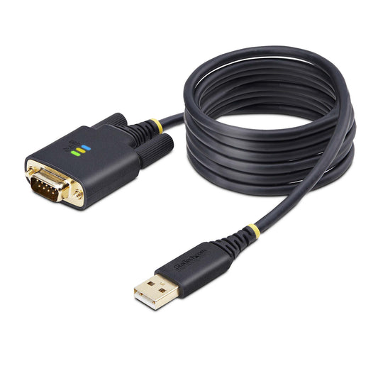 StarTech6.6ft (2m) USB to Serial Adapter Cable, COM Retention, Interchangeable Screws/Nuts, USB-A to DB9 RS232, FTDI IC, ESD Protection, Windows/macOS/Linux