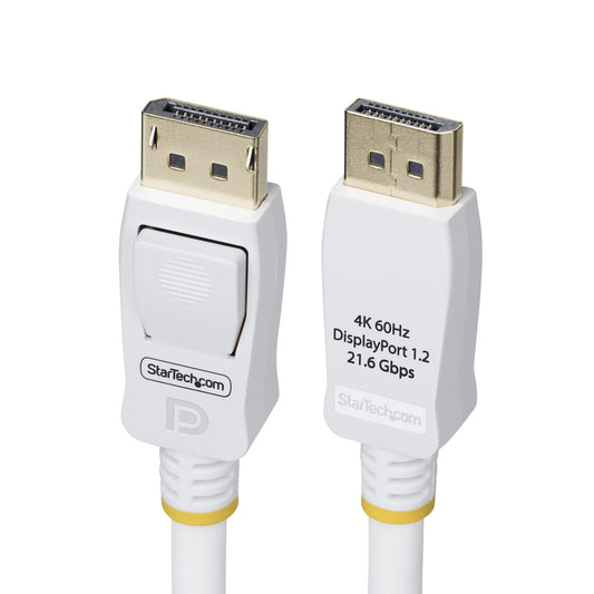 StarTech6ft (1.8m) White VESA Certified DisplayPort 1.2 Cable, 4K 60Hz, 21.6Gbps, Latching DP Connectors, DP 1.2 DisplayPort Cable, DP Monitor Cord, M/M