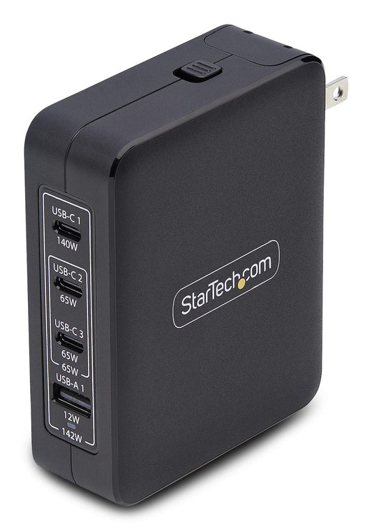 StarTech140W USB-C Wall Charger, 3x USB-C/1x USB-A, PD 3.1 International GaN Power Adapter for MacBook/Dell XPS/Inspiron