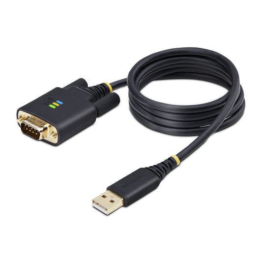 StarTech3ft (1m) USB to Serial Adapter Cable, COM Retention, Interchangeable Screws/Nuts, USB-A to DB9 RS232, FTDI IC, ESD Protection, Windows/macOS/Linux