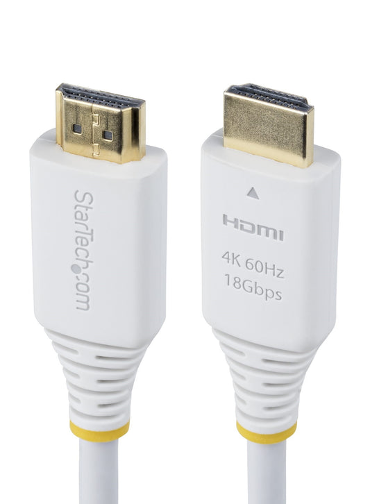 StarTech6ft (1.8m) Premium Certified High Speed HDMI Cable, 4K 60Hz/1440p 144Hz, HDR10/HDCP 2.2/ARC, 18Gbps, UHD HDMI 2.0 Cord for TV/Monitor/Display, TPE Jacket, White
