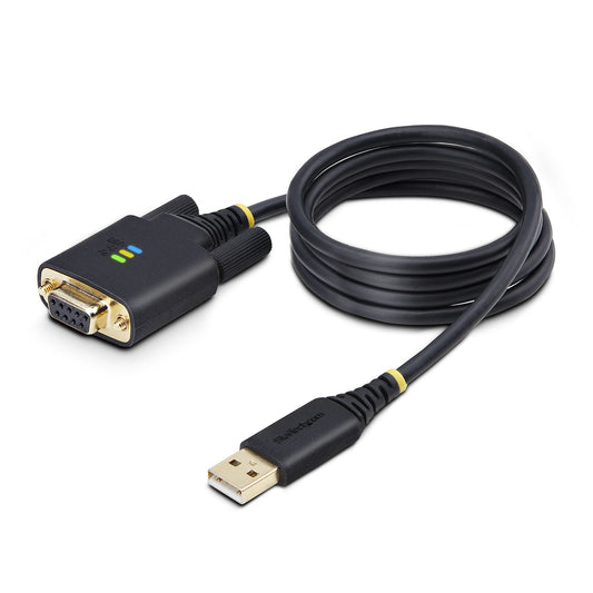 StarTech3ft (1m) USB to Null Modem Serial Adapter Cable, Interchangeable DB9 Screws/Nuts, COM Retention, USB-A to RS232, FTDI, Level-4 ESD Protection, Windows/macOS/ChromeOS/Linux - Rugged TPE Construction