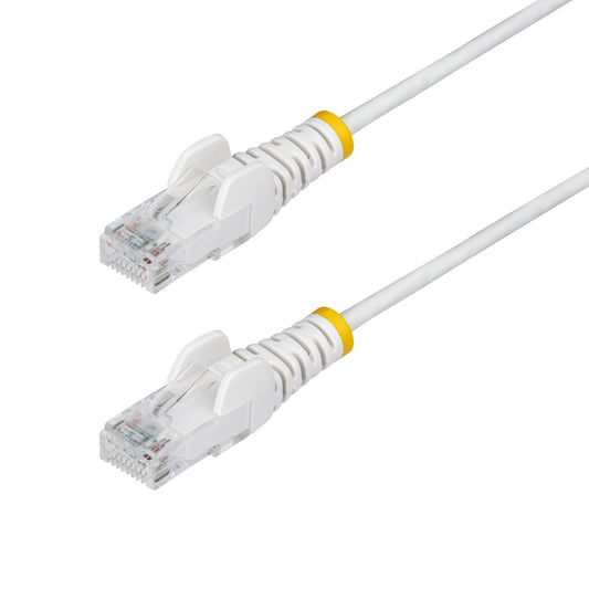 StarTech1m White Slim CAT6 Ethernet Cable, Snagless, 100W PoE, UTP, LSZH, 28AWG Pure Bare Copper Wire, Slim RJ45 Network Patch Cord w/Strain Reliefs, Fluke Tested